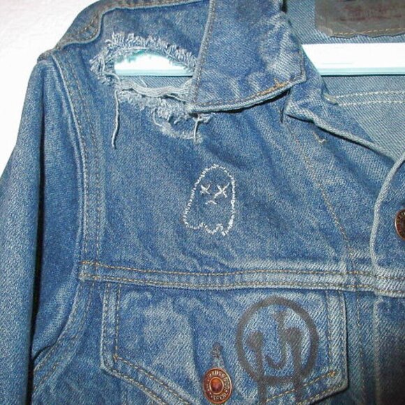 90s Vtg Levis Jacket Mens Size S Jean Denim Trucker Ghost Y2K Grunge USA Made - Picture 4 of 12